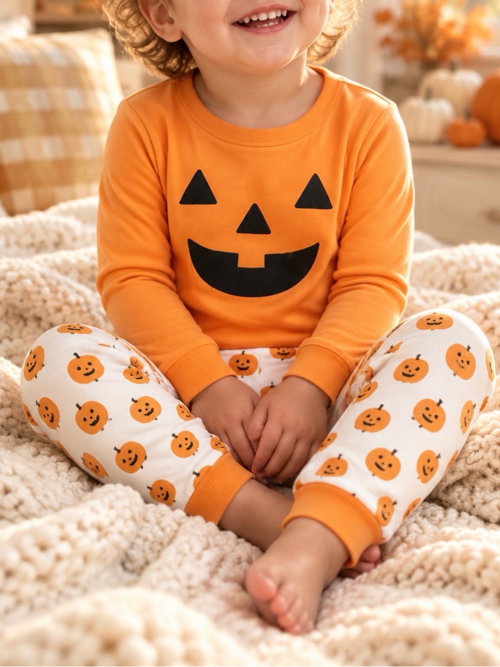 NWT - Halloween Themed Jack-O-Lantern Pajama Set
